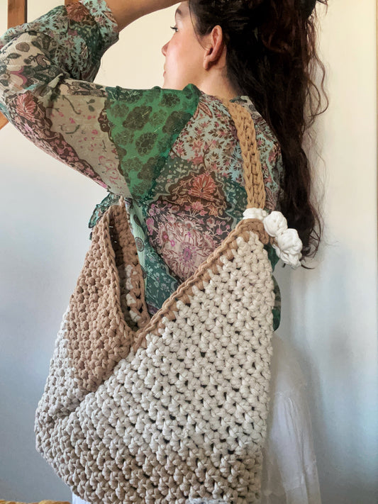 Sac cabas macramé au crochet
