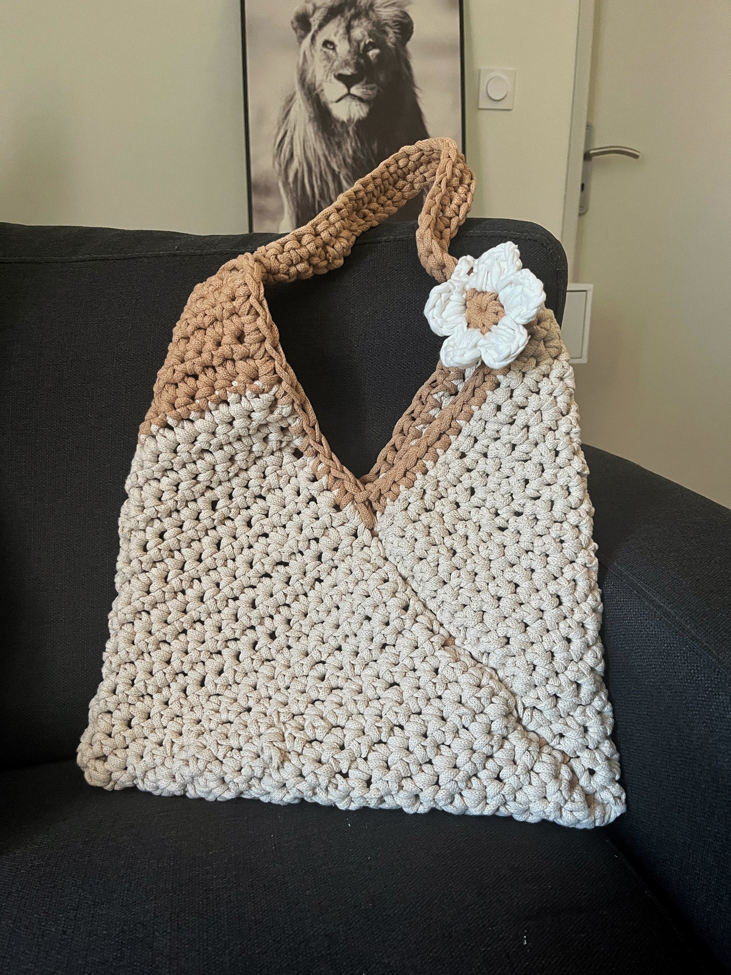 Sac cabas macramé au crochet